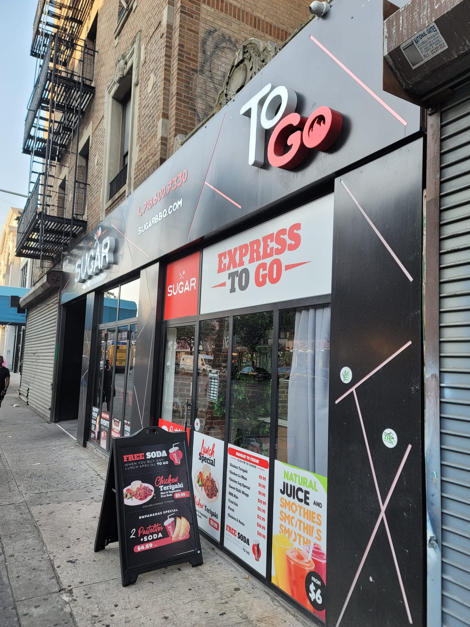 Sugar Express To Go 3D channel letter sign with red accents, Bronx NY
