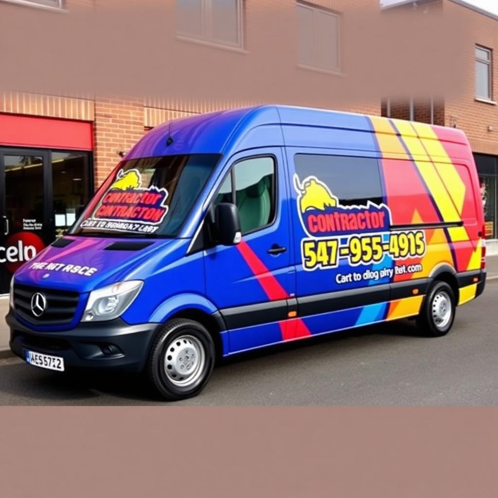 Sprinter van partial wrap with contractor branding