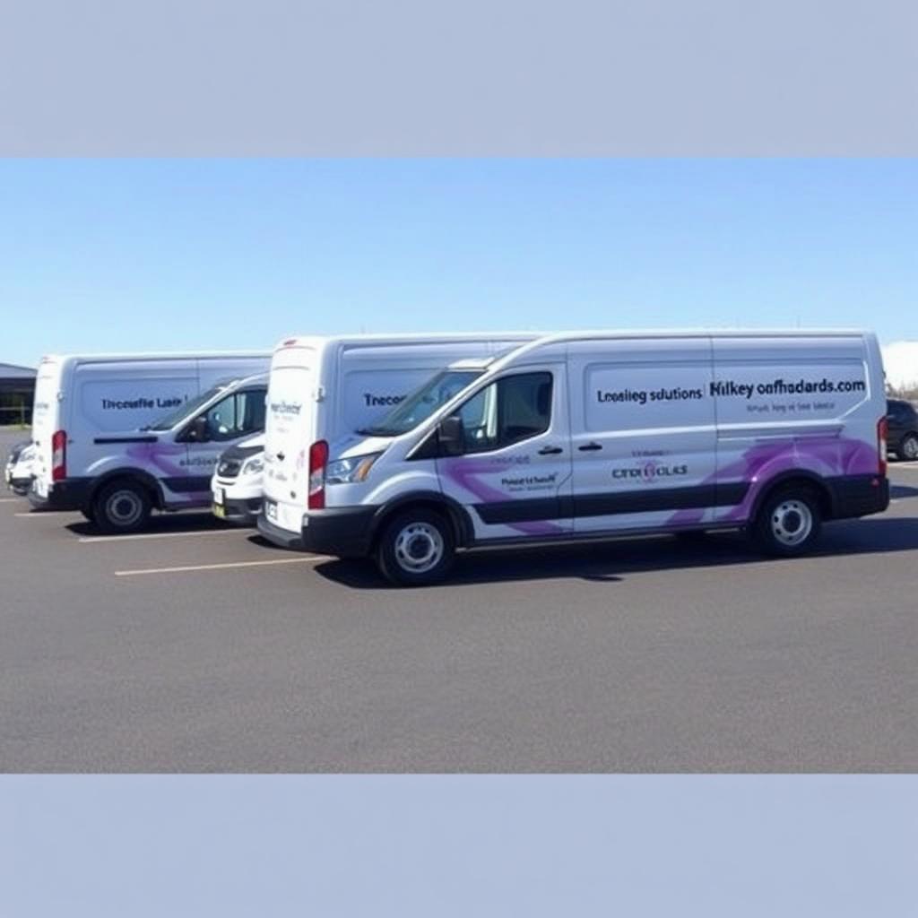 Matching fleet of branded company vans